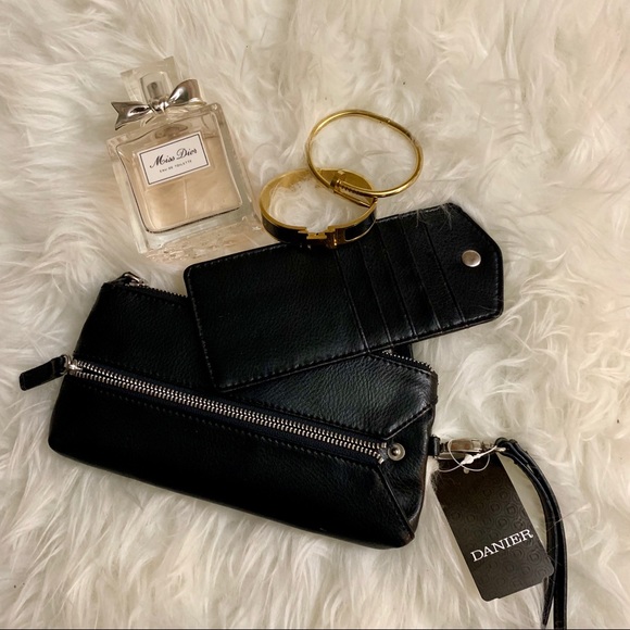 Danier Handbags - Leather Clutch Wristlet with Removable Cardholder